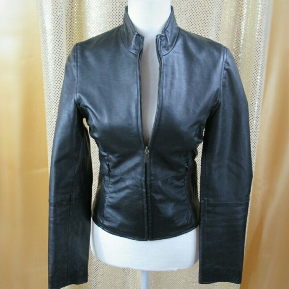 Nicole Miller | 100% genuine leather black jacket